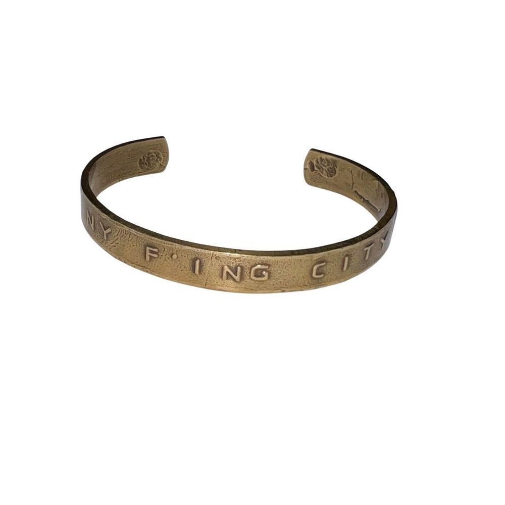 Bing Bang NYC "NY F'ING CITY" Brass Cuff Bracelet NEW